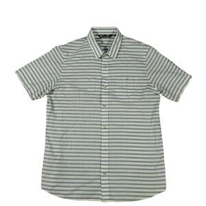 Travis Mathew Striped Button Up Short Sleeve Cotton Shirt Large